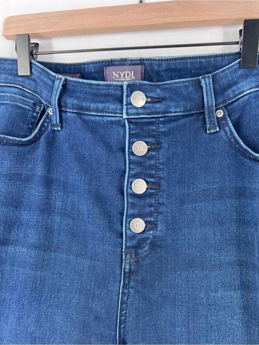NYDJ Clean Grant Alina High Waist Button‎ Fly Split Hem Legging Skinny Jeans 16